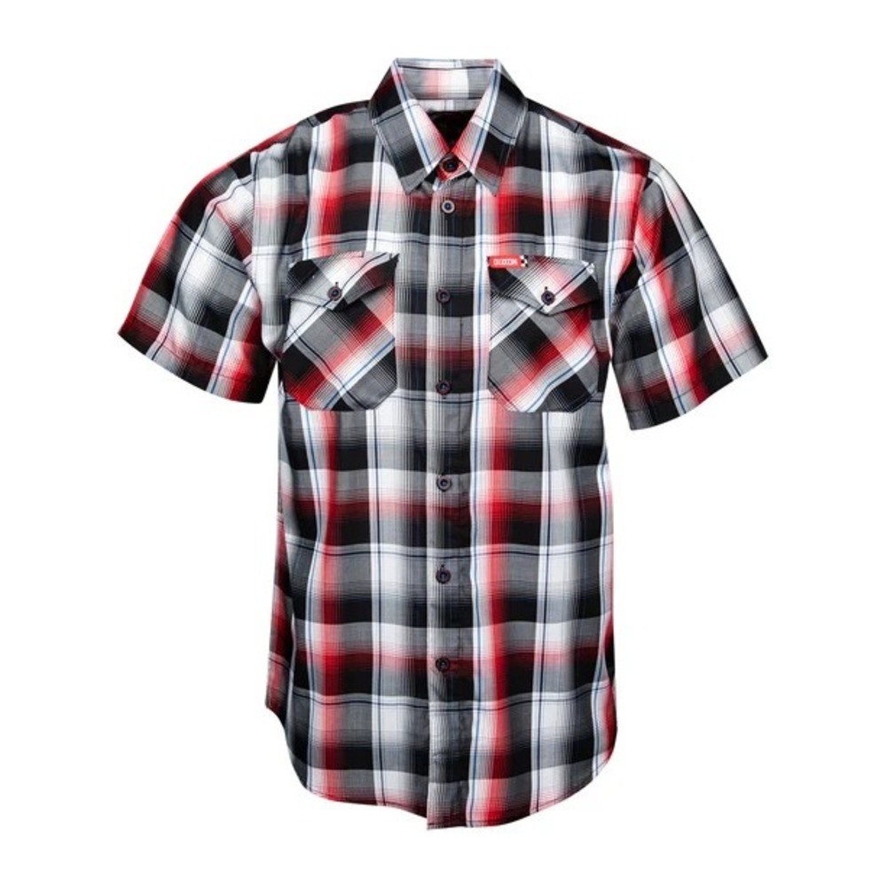 Dixxon Flannel Sz L Burnout Black Red & Blue Bamboo Lightweight Shirt Brand New